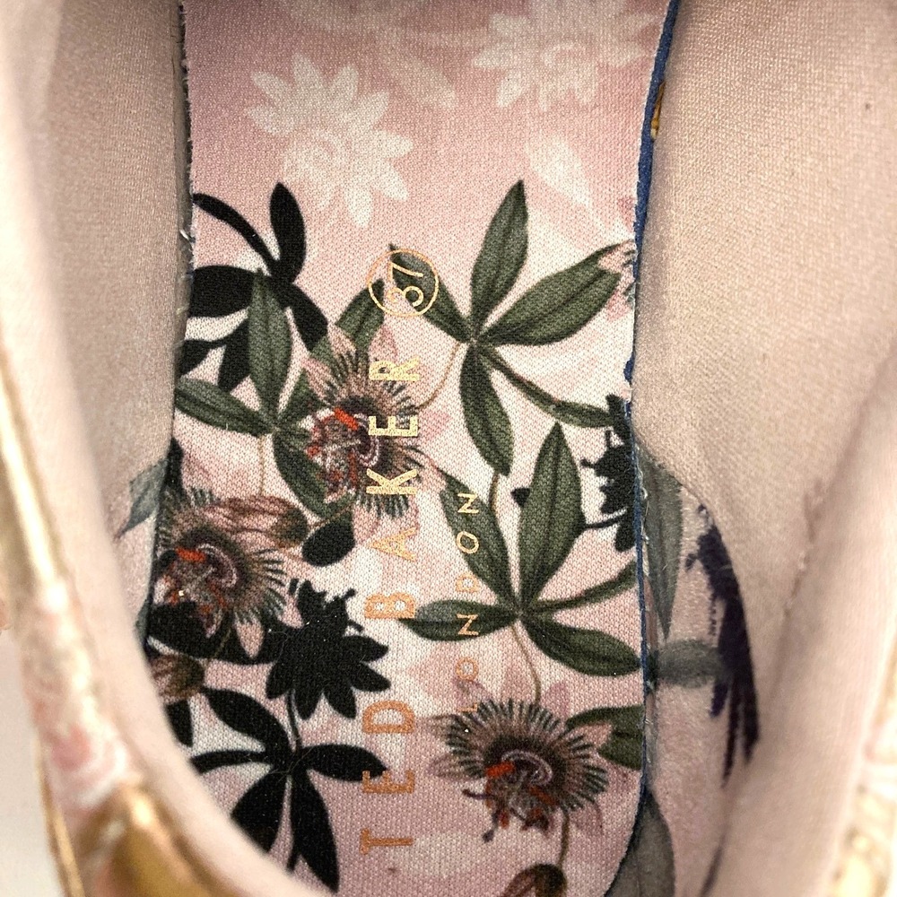 Ted Baker Rose Gold‎ Floral Sneakers Metallic Ribbon Laces Womens 6/6.5 EU 37 - Picture 12 of 13